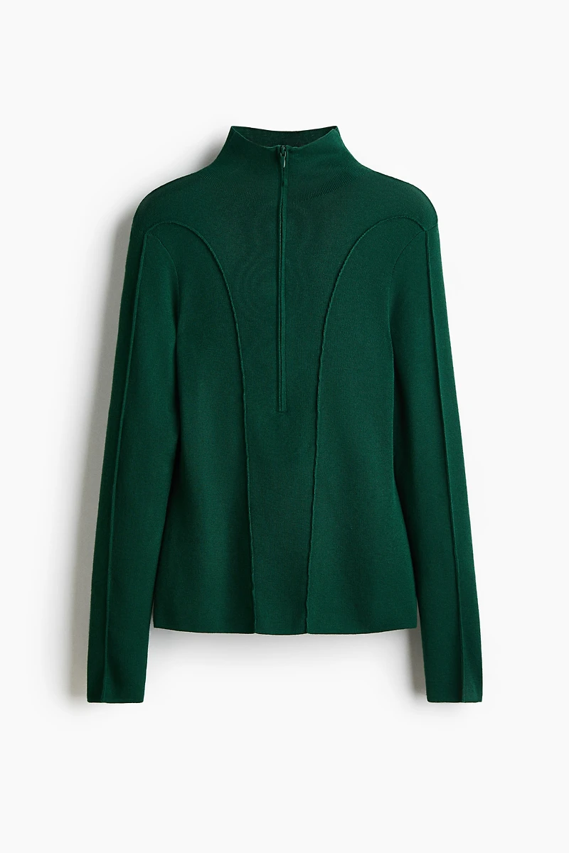 Half-Zip Mock Turtleneck Top