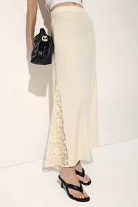 Viscose Skirt with Lace Panels