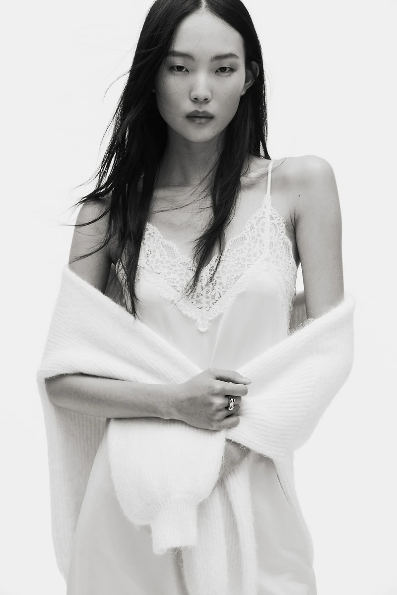 Lace-Trimmed Slip Dress