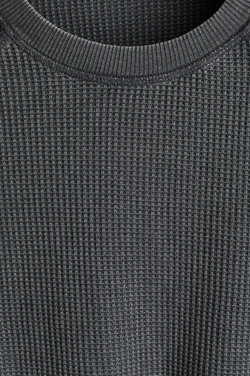 Regular-Fit Long-Sleeved Waffled Shirt