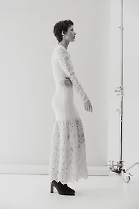 Ribbed Lace-Detail Dress