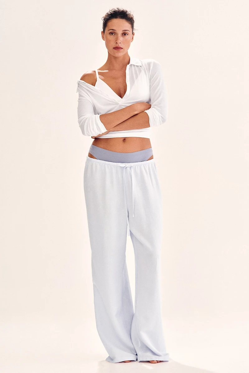 Linen-Blend Drawstring Pants