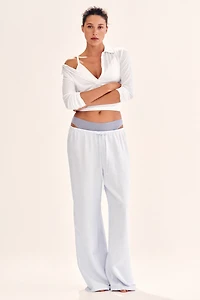 Linen-Blend Drawstring Pants