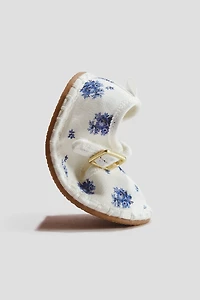 Floral-print canvas ballet flats