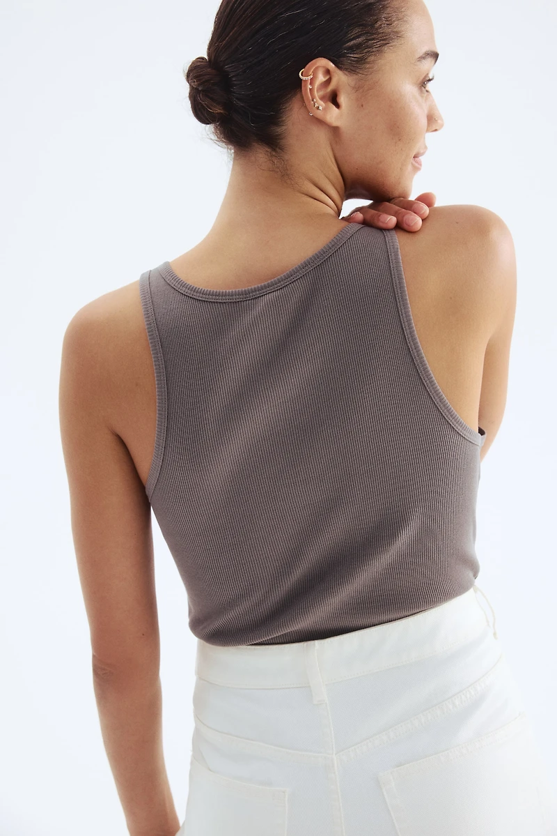 Ribbed Silk-Blend Tank Top