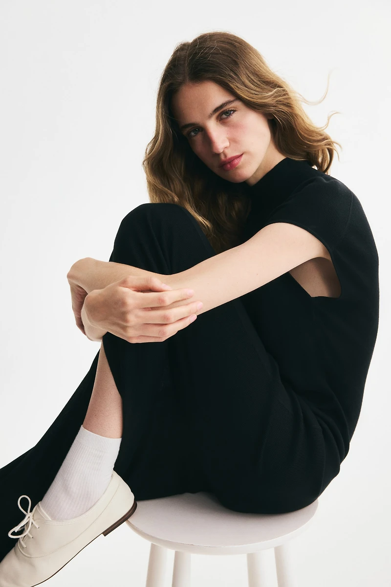 Fine-Knit Mock Turtleneck Dress