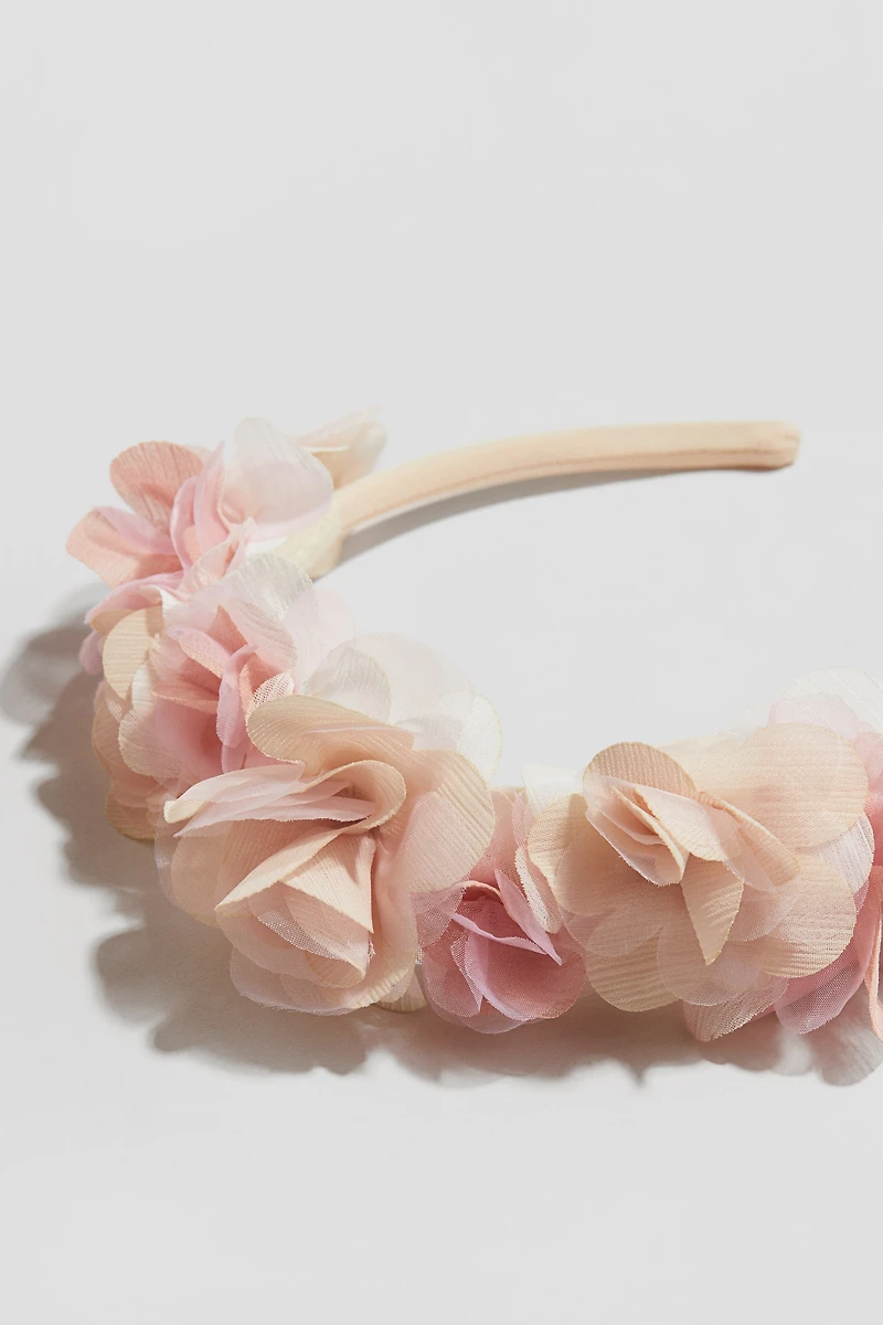 Satin Hairband with Flowers