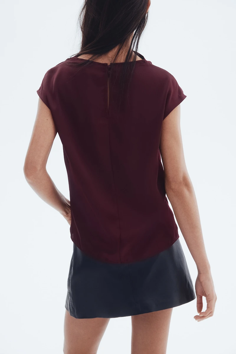 Cap-Sleeved Satin Blouse