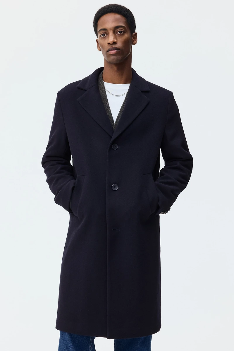 Single-Breasted Wool-Blend Coat