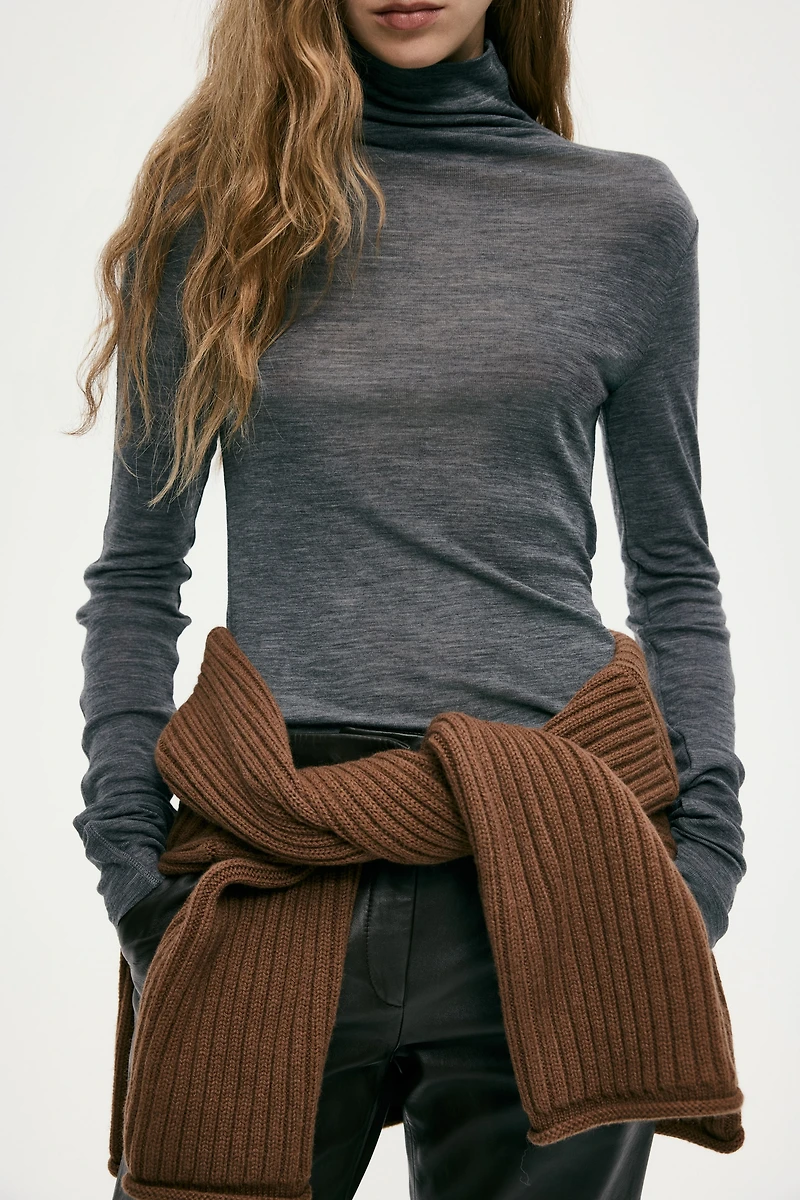 Wool Turtleneck Top