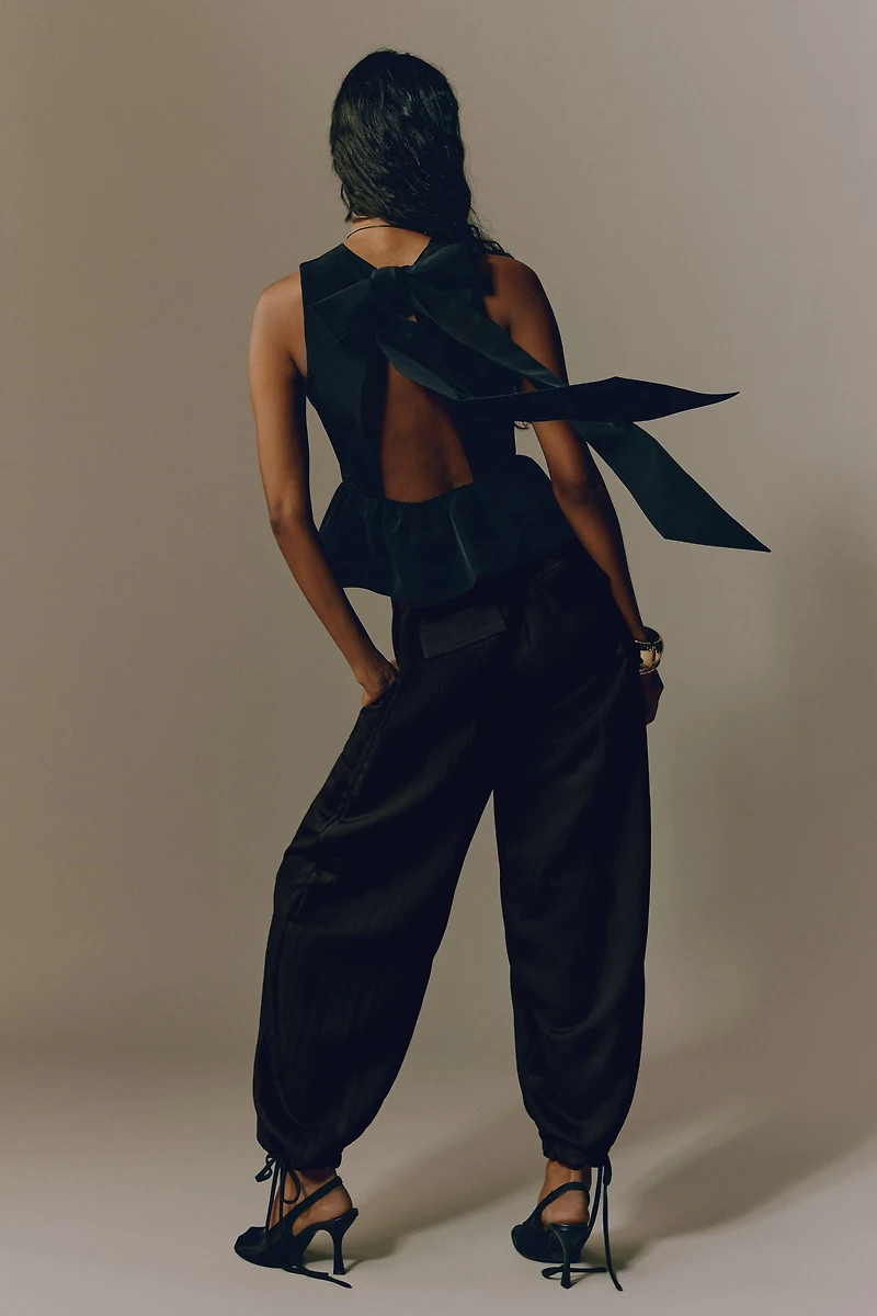 Crinkled Barrel-Leg Pants