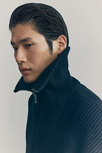 Rib-Knit Half-Zip Sweater