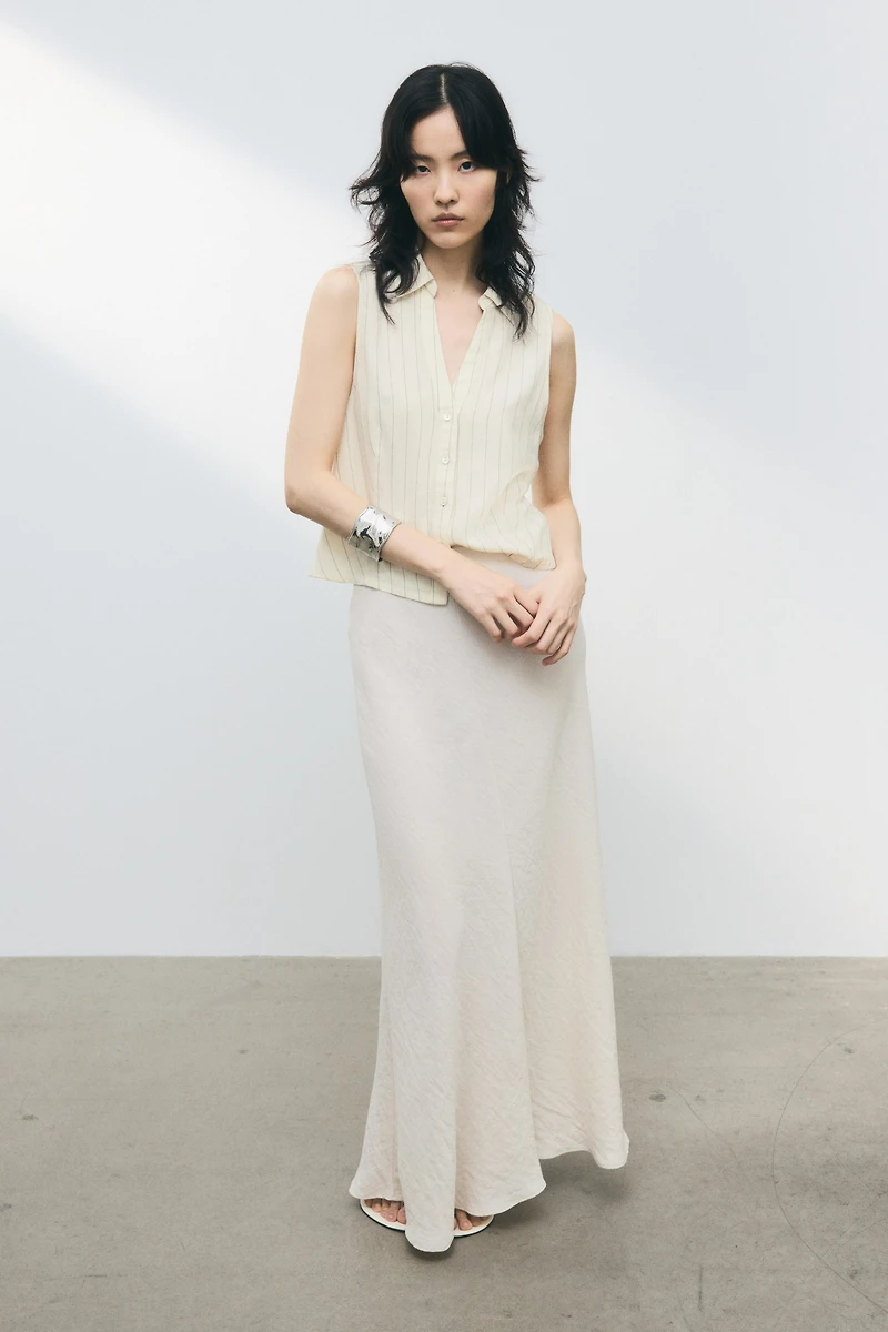 Linen-Blend Sleeveless Shirt
