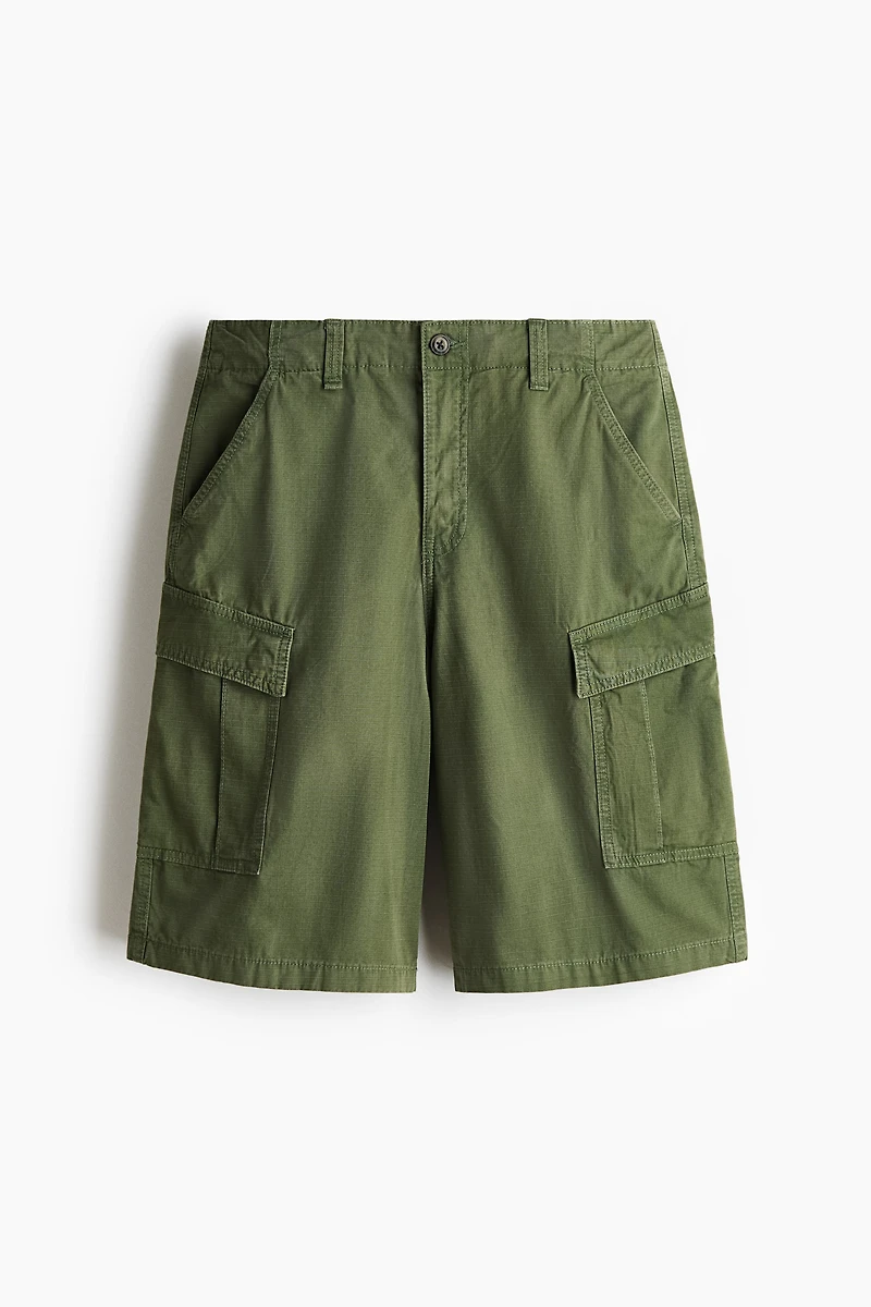 Loose-Fit Cotton Cargo Shorts