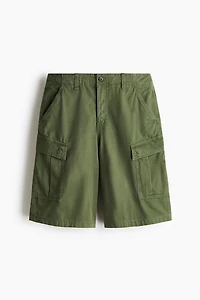 Loose-Fit Cotton Cargo Shorts