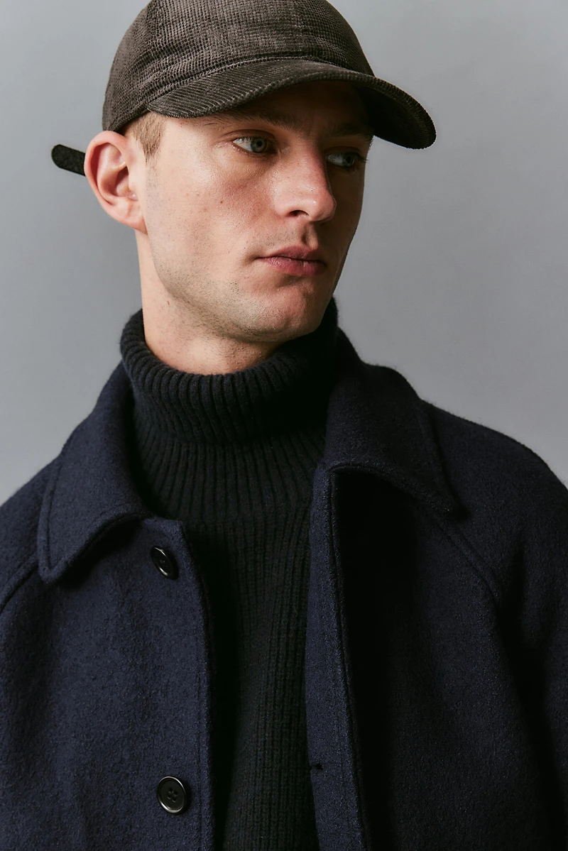 Manteau 3/4 coupe classique en laine mélangée
