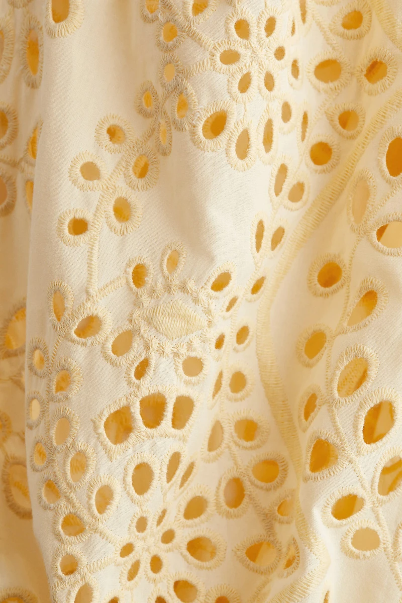 Dress with Eyelet-Embroidered Sleeves