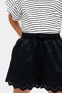 Cotton Shorts with Eyelet Embroidery