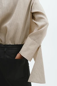 Linen-Blend Blouse with Scarf Collar