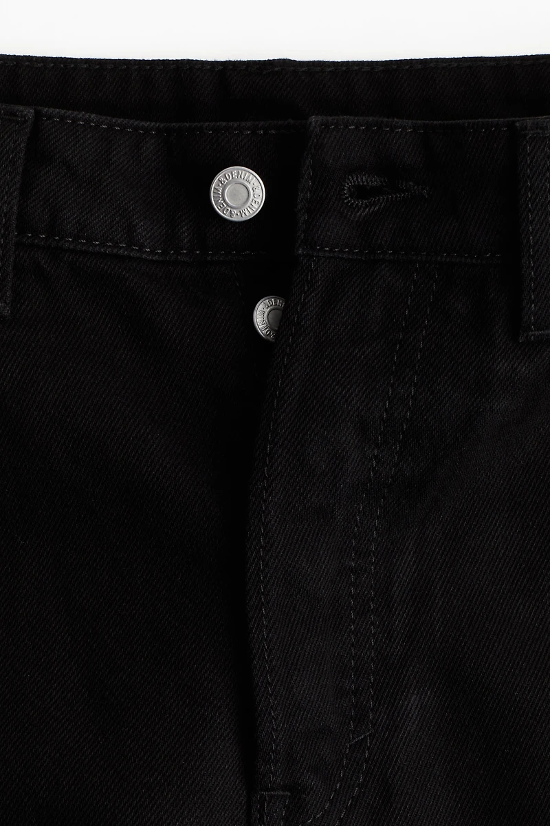 High-Waist Knee-Length Denim Shorts
