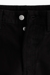 High-Waist Knee-Length Denim Shorts