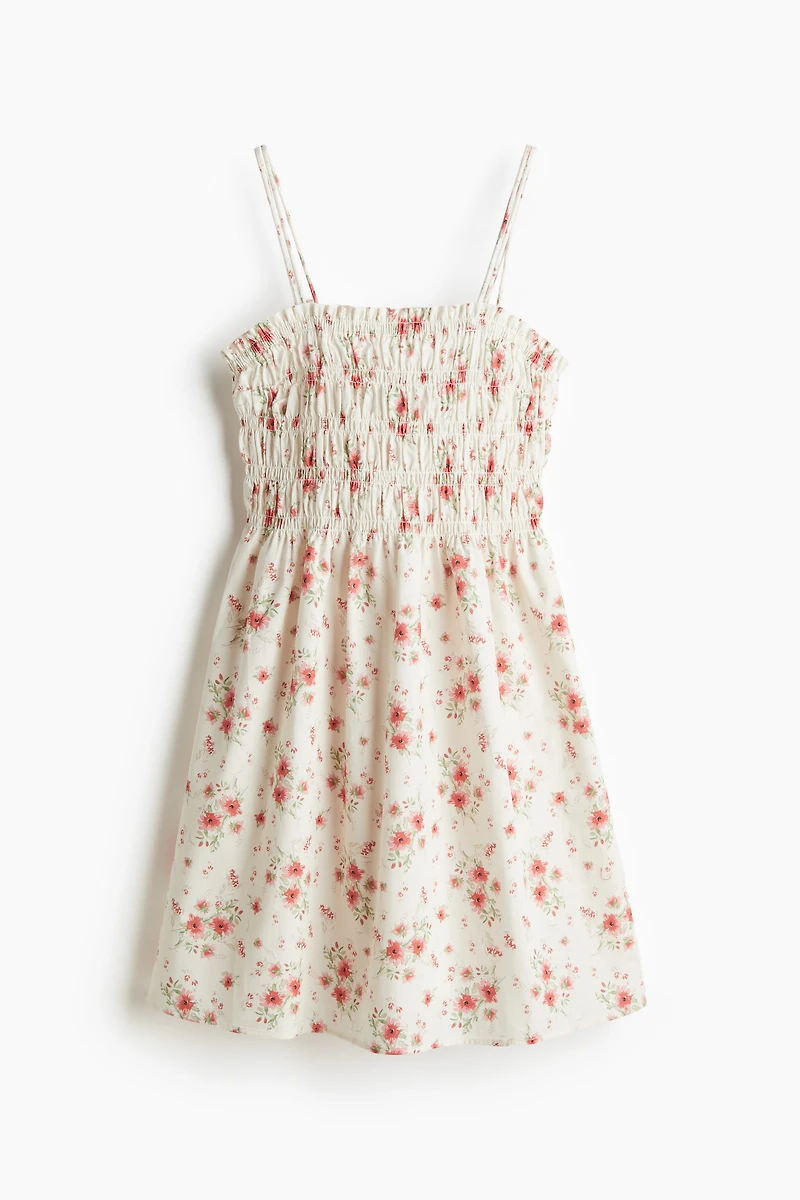 Robe en coton à corsage nid d'abeille