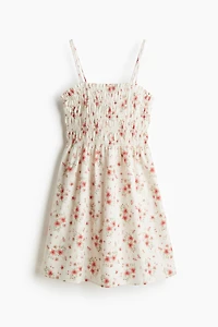 Robe en coton à corsage nid d'abeille