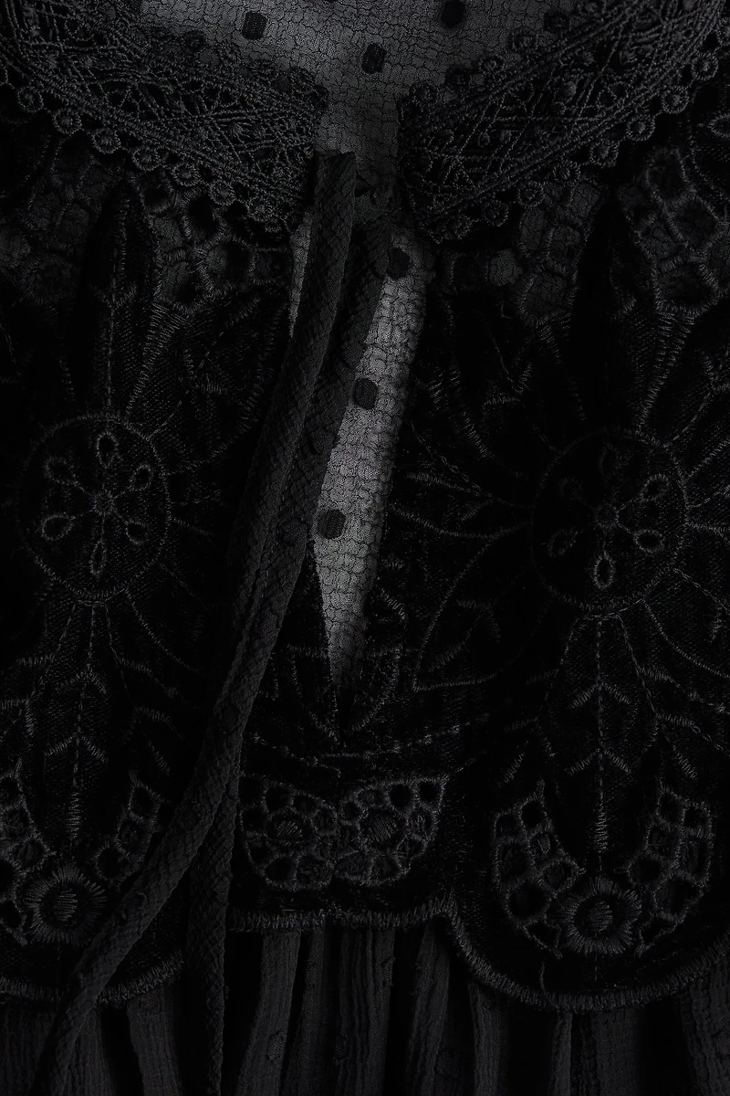 Sheer Lace-Detail Blouse