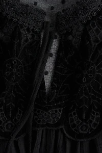 Sheer Lace-Detail Blouse