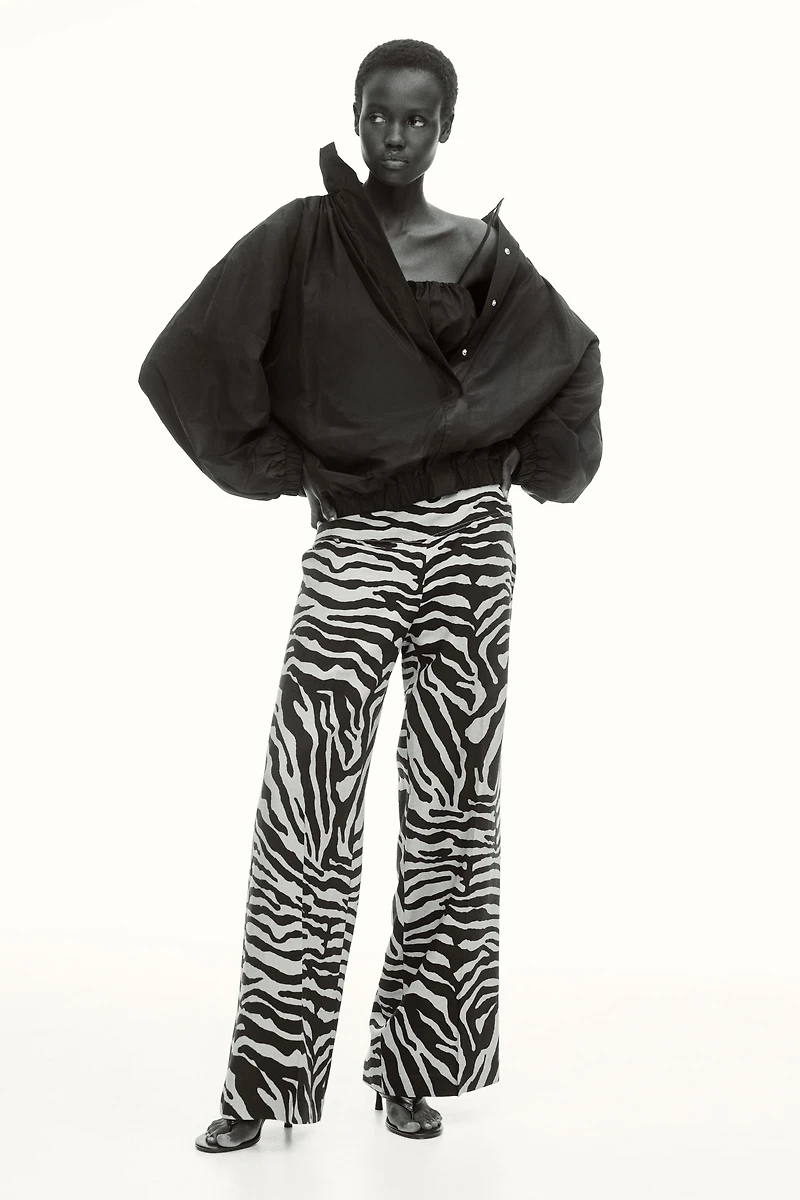 Flared Linen-Blend Pants