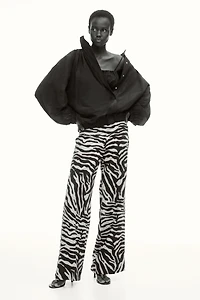 Flared Linen-Blend Pants