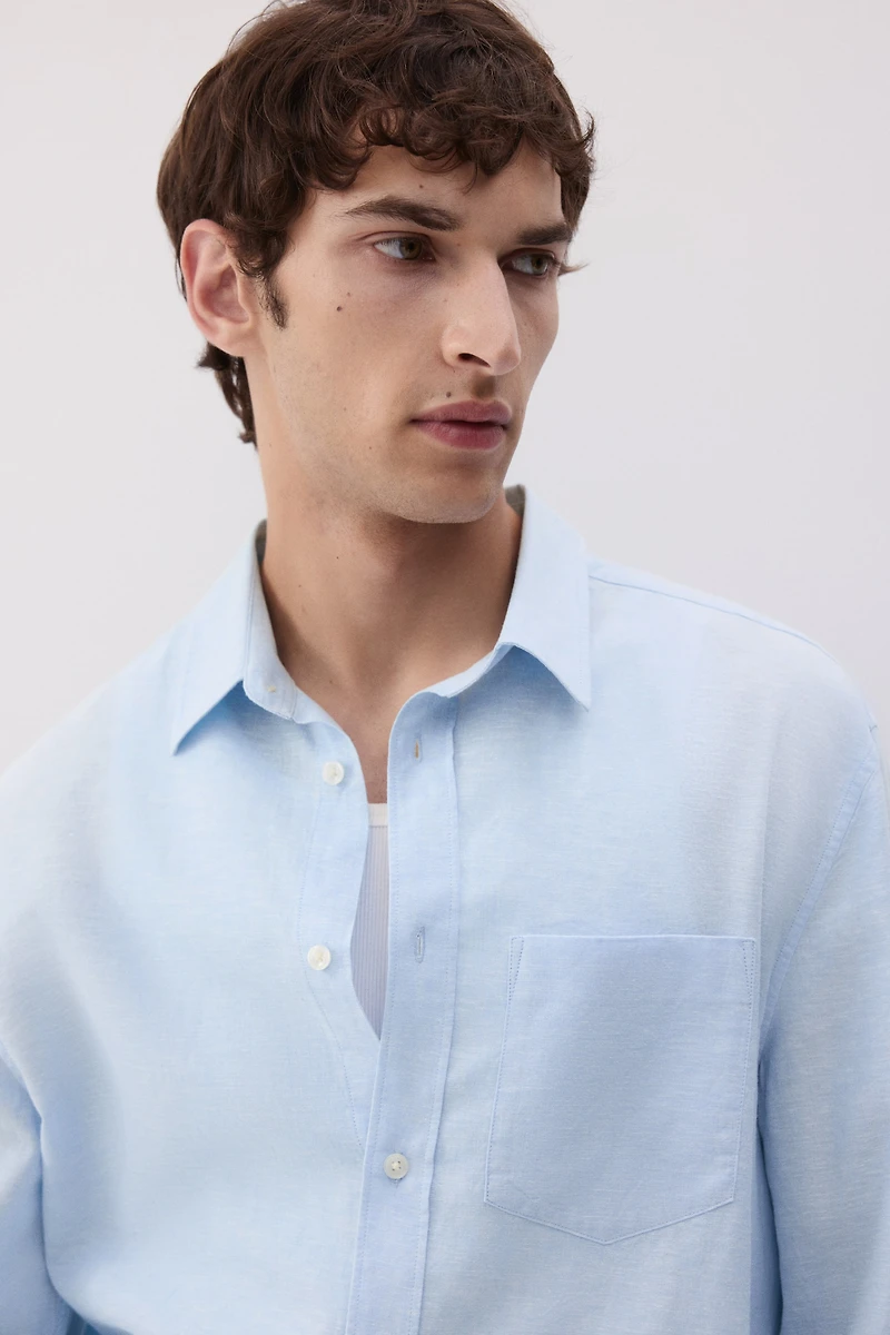 Regular-Fit Linen-Blend Shirt