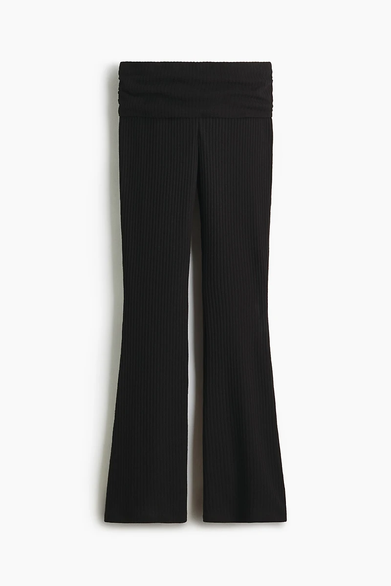 Rib-Knit Foldover-Waist Leggings