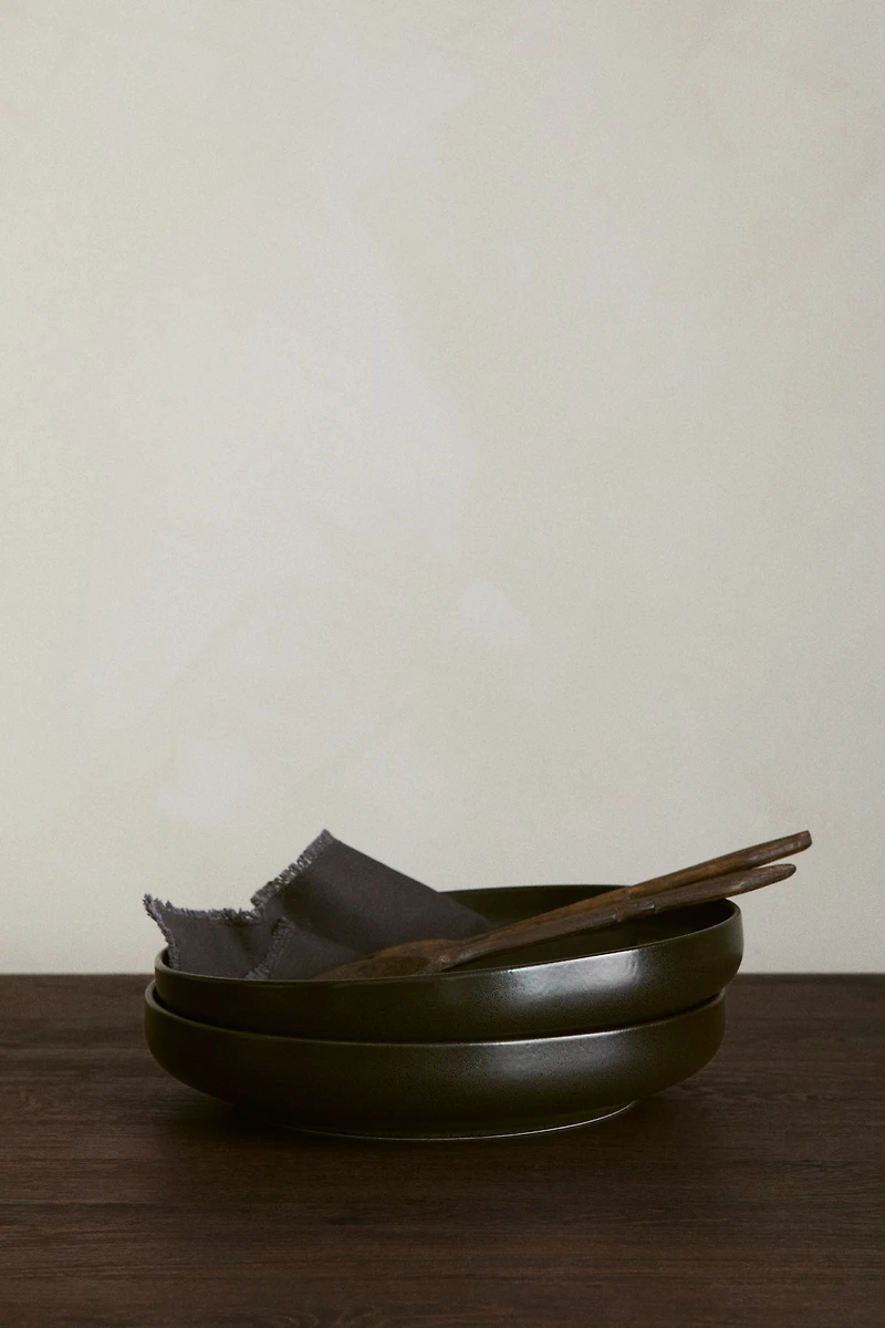 Reactive-Glaze Stoneware Serving Bowl