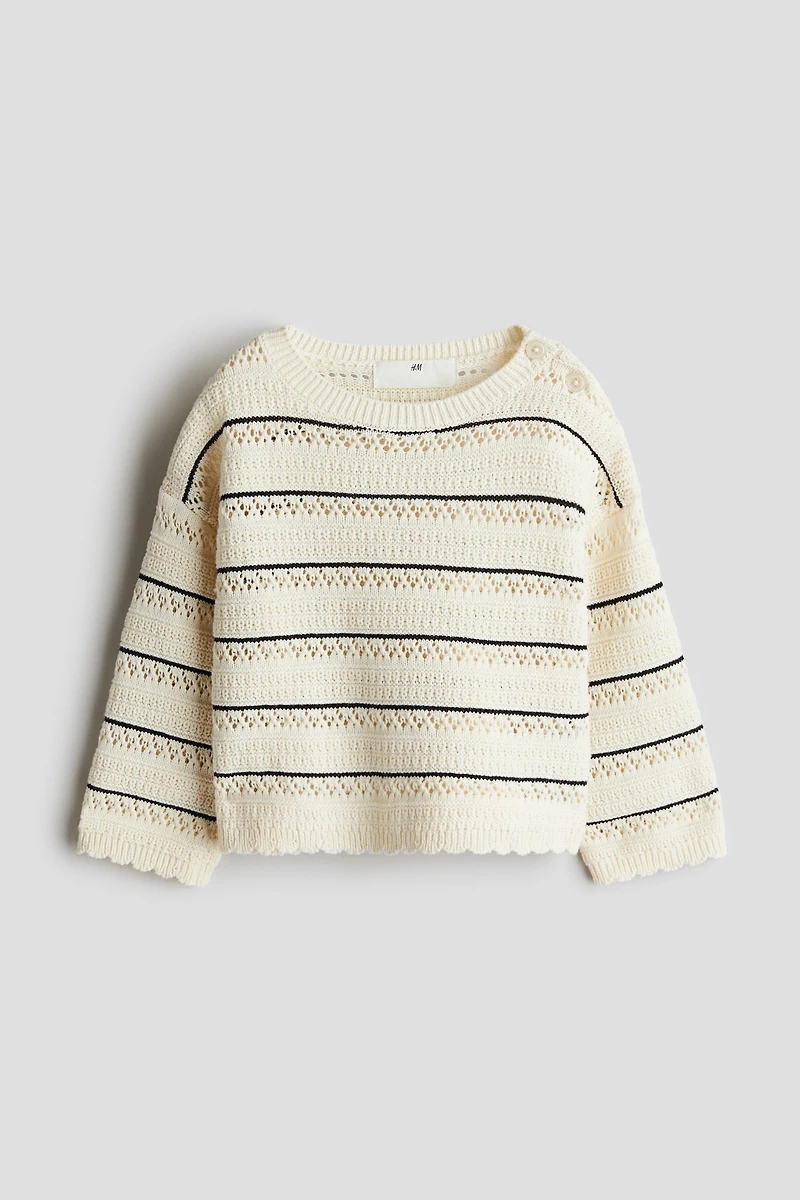 Pointelle-Knit Cotton Sweater