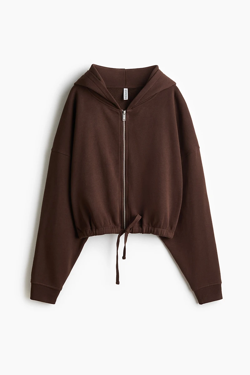 Drawstring zip-through hoodie