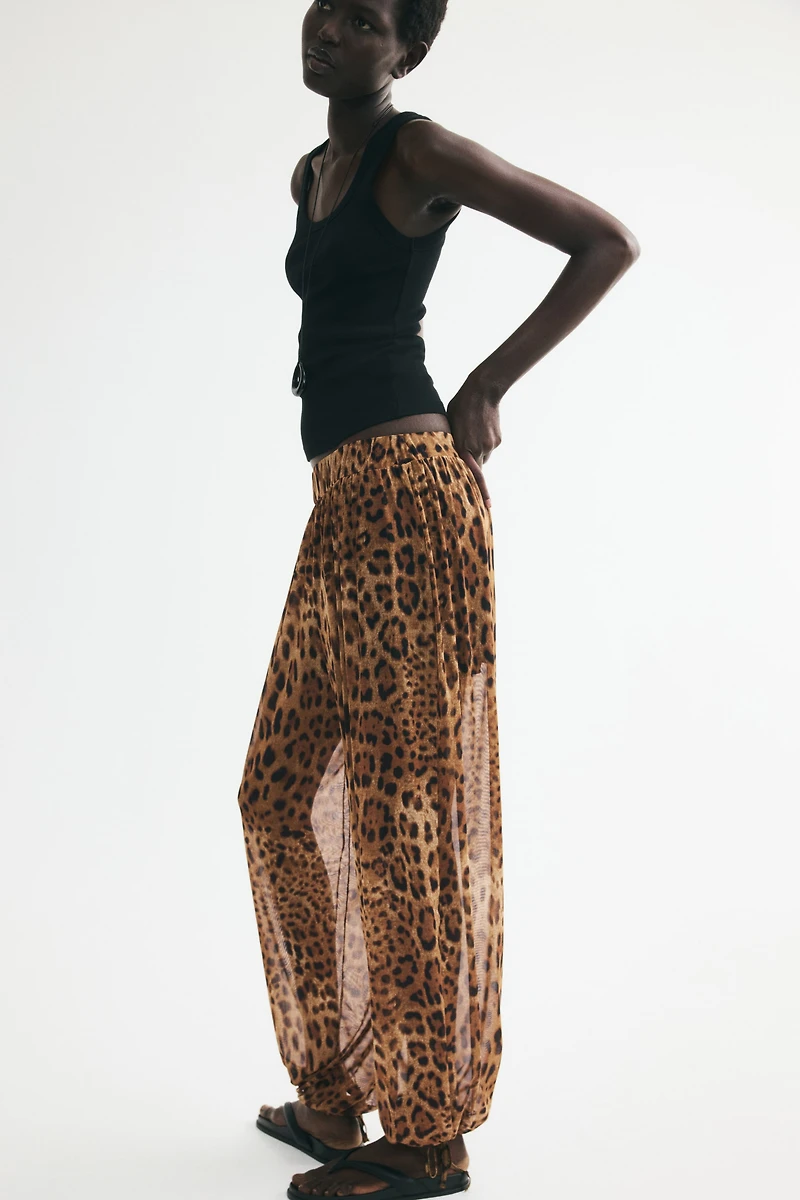 Mesh Balloon-Leg Pants