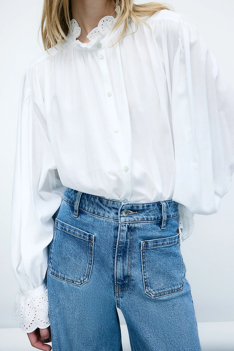 Blouse avec détail de broderie anglaise