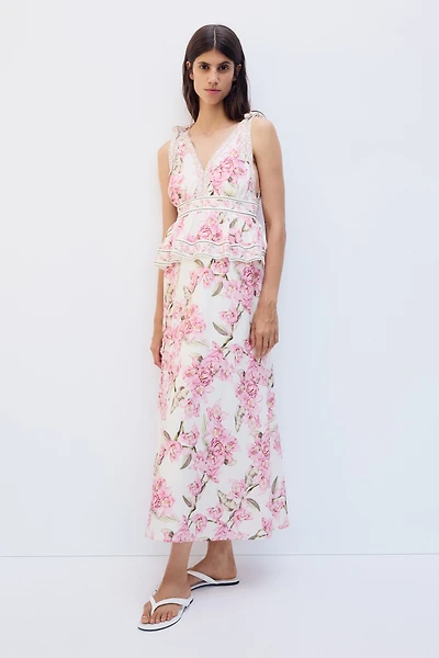 MAMA Linen-Blend Nursing Dress