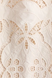 Drawstring Pants with Eyelet Embroidery