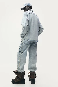 Distressed-Look Denim Shirt