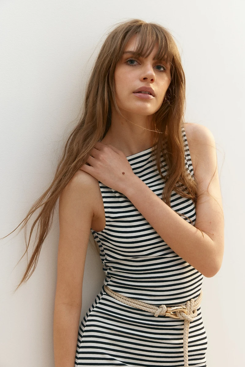 Ribbed Jersey Midi Dress