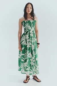 Smocked-Bodice Strappy Dress