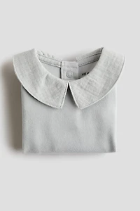 Cotton Bodysuit with Muslin Collar