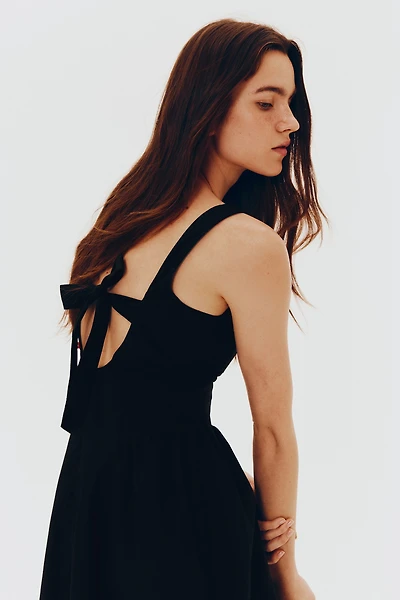 Tie-Back Poplin Dress