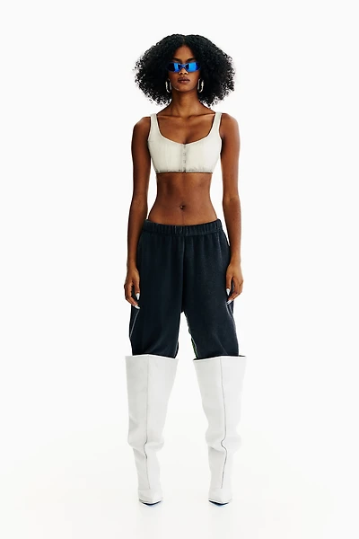 Haut bustier court en cuir