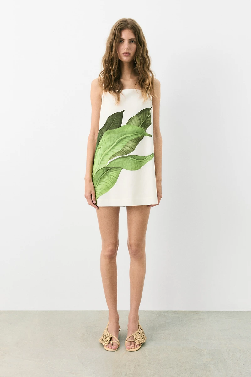 Linen-Blend Strappy Dress