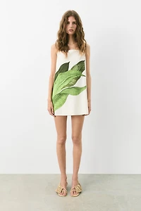 Linen-Blend Strappy Dress