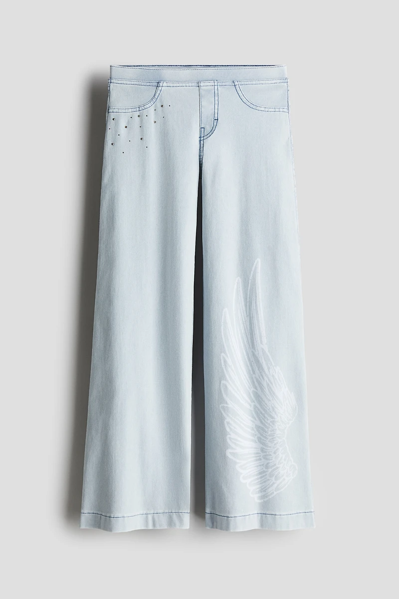 Pantalon large façon denim