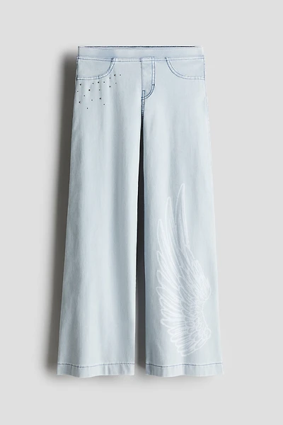Wide-Leg Denim-Look Pants